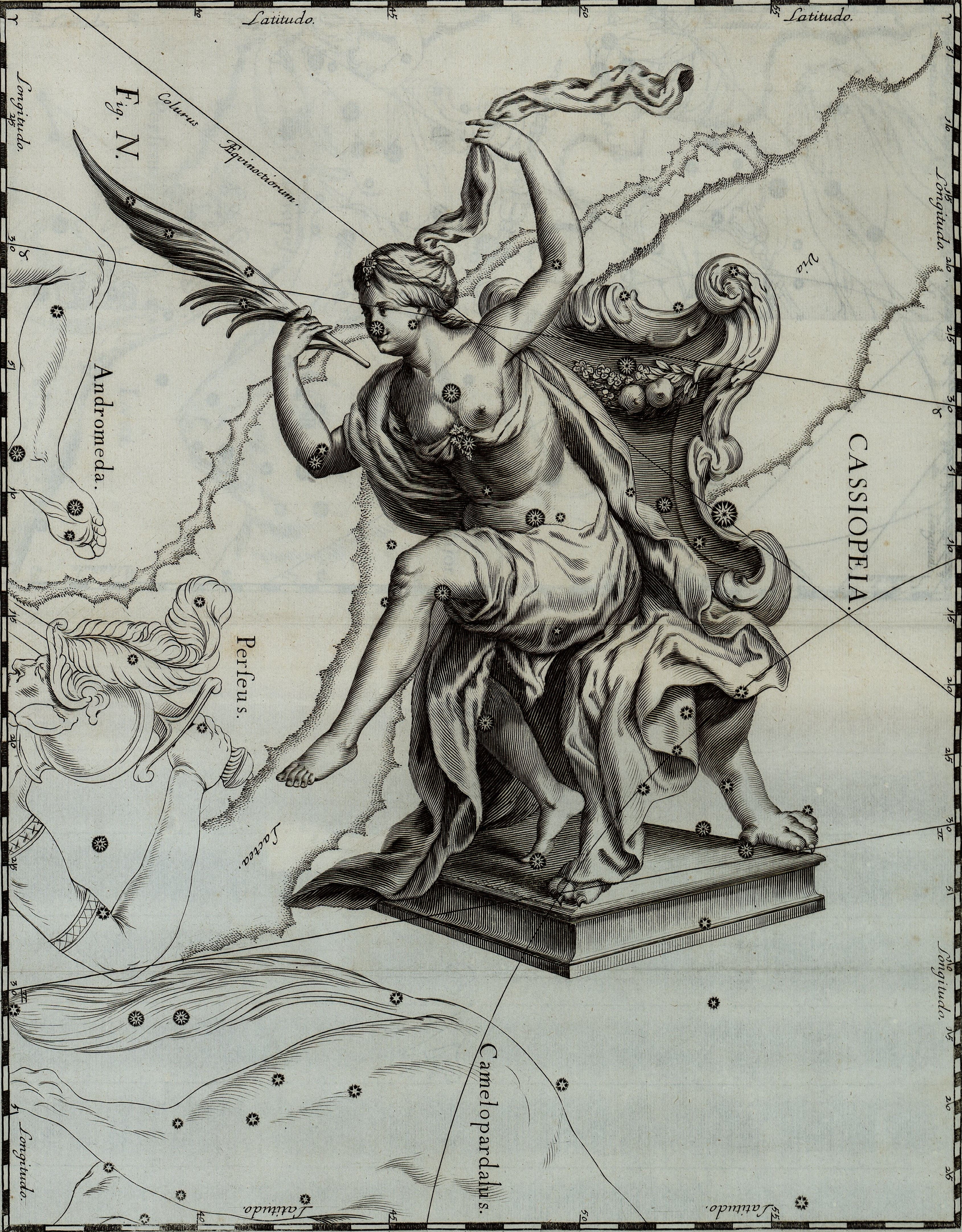 The Cassiopeia constellation from Uranographia by Johannes Hevelius.