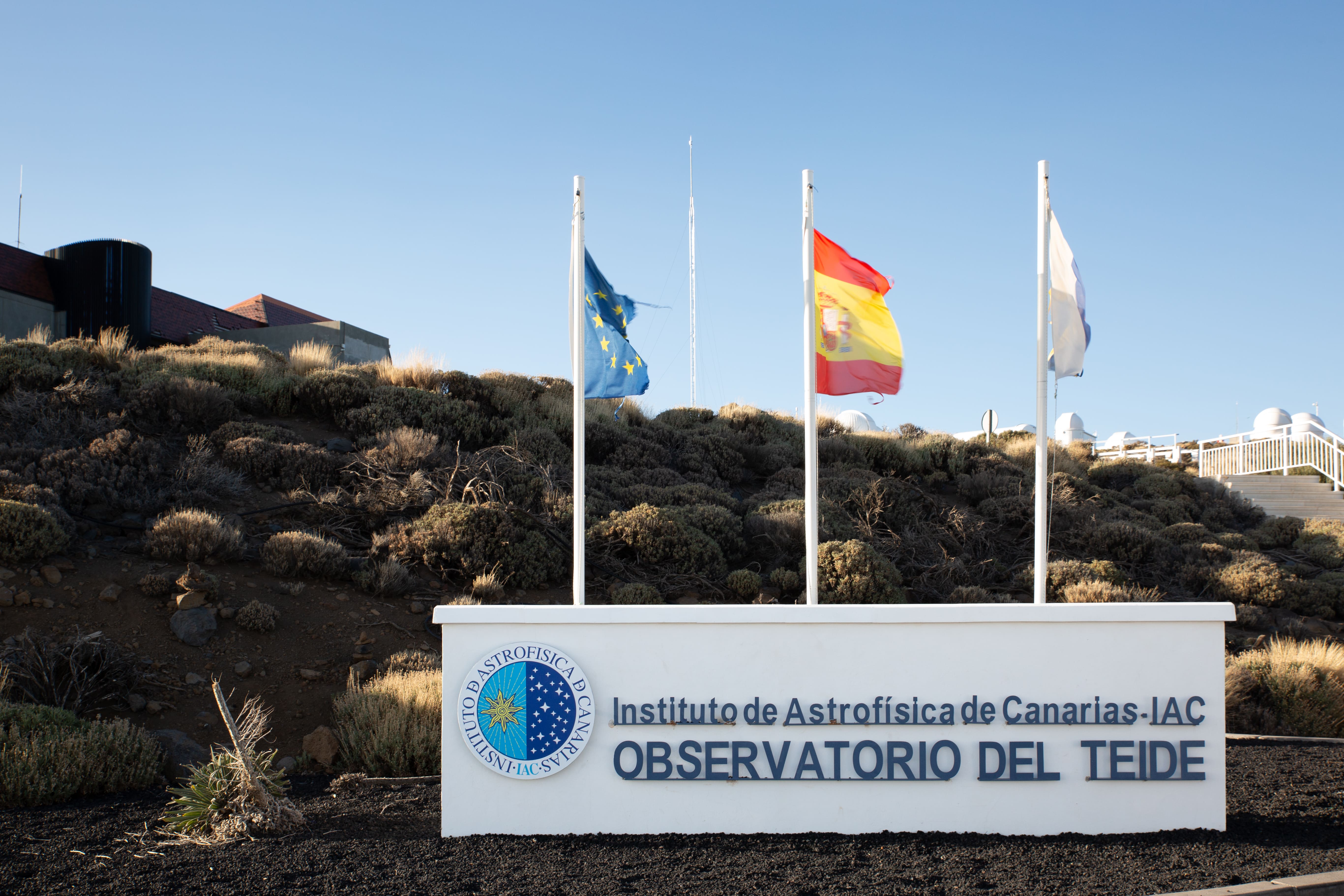 Entrance of the Teide Observatory in Tenerife, where the ASTRI Mini-Array is located, together with many other telescopes, within the framework of a collaboration between the Instituto de Astrofísica de Canarias and numerous other international institutes.