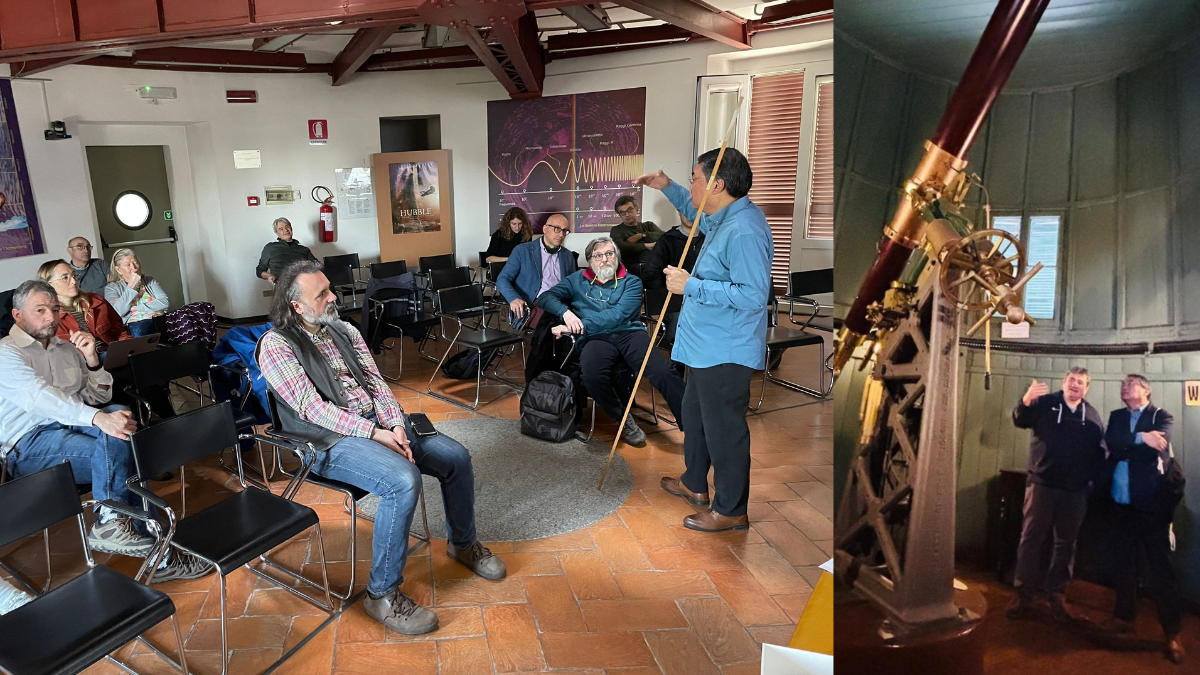 Il Prof. Cao Zhen durante il seminario nella Sala della Cupola Fiore dell’Osservatorio di Brera.