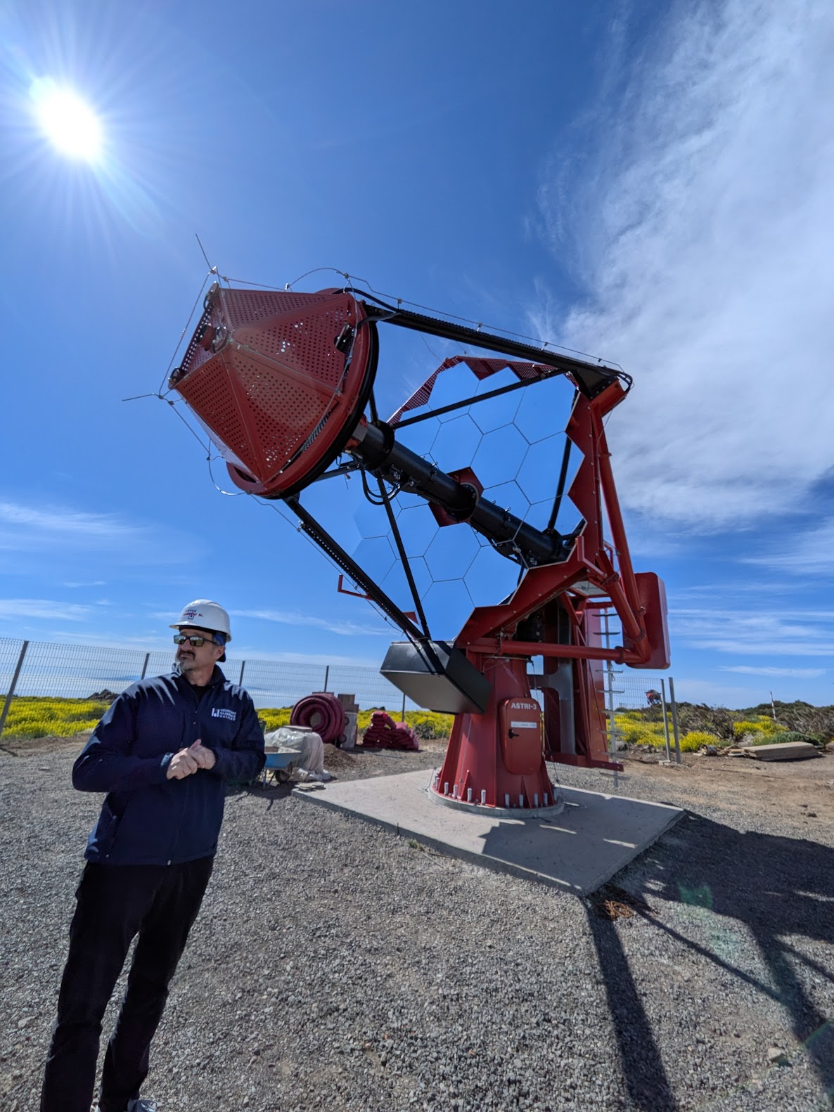 Adriano Ghedina and the ASTRI-1 telescope.